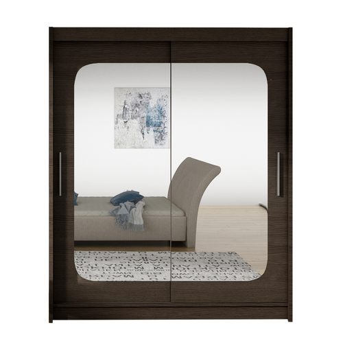 Szafa przesuwna Westa XII z lustrem 150 - pojemna garderoba - CHOCO na Arena.pl