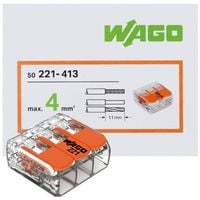 WAGO 221-413 SZYBKOZŁĄCZKA ZŁĄCZKA UNIWERSALNA DRUT LINKA 3x4mm2 50