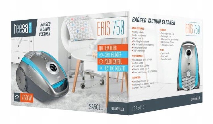 Odkurzacz Workowy Eris 750W Filtr HEPA H13 zdjęcie 9