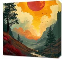 Obraz 50x50cm Dzika Rzeka Zmierzchem