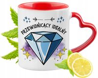 Kubek Czerwony Z Uszkiem W Kształcie Serca Dla Przewodniczącego Na Prezent