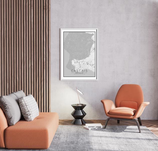 Cascais mapa czarno biała - plakat 40x50 cm zdjęcie 3
