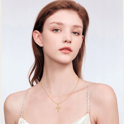 Srebrny łańcuszek naszyjnik komunia chrzest krzyżyk srebro pozłacane na Arena.pl