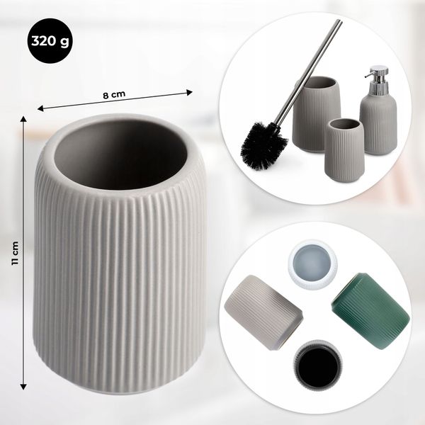KUBEK ŁAZIENKOWY NA SZCZOTECZKI PASTĘ SZARY zdjęcie 2