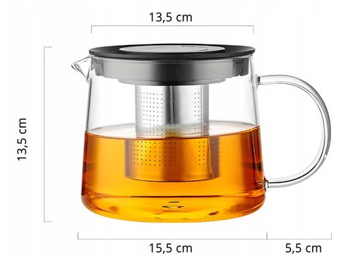 SZKLANY DZBANEK ZAPARZACZ DO HERBATY ZIÓŁ STALOWE SITKO 1,5L na Arena.pl