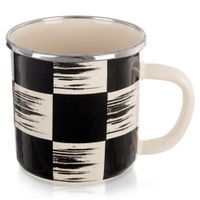 Kubek Emaliowany do Napojów Picia Kawy Herbaty Ziół Szachownica 400 ml