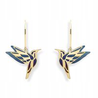 KOLCZYKI KOLIBRY SREBRO POZŁACANE TYTAN