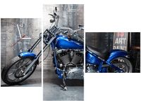 100CM 70CM ZEGAR 3 ELEM CHROMOWANY MOTOCYKL ŚCIENNY OBRAZ