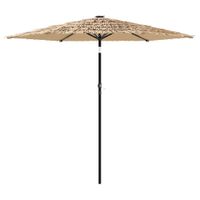 Parasol ogrodowy z LED, stalowy słupek, brązowy, 223x223x213 cm