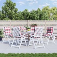 Poduszki na krzesła z niskim oparciem, 6 szt., w czerwoną kratę