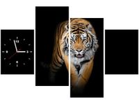 120CM 80CM ZEGAR 4 ELEM TYGRYS OBRAZ ŚCIENNY