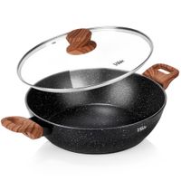 Patelnia Granitowa do Smażenia Duszenia Głęboka z Pokrywką 28 cm 3,5L