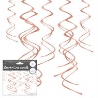 ŚWIDEREK RÓŻOWO ZŁOTY OZDOBA WISZĄCA NA PRZYJĘCIE URODZINOWE 60CM 5SZT