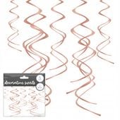 ŚWIDEREK RÓŻOWO ZŁOTY OZDOBA WISZĄCA NA PRZYJĘCIE URODZINOWE 60CM 5SZT