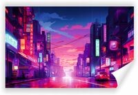 Fototapeta PREMIUM STRUKTURA ZMYWALANA ULICA MIASTO W JAPONII ANIME