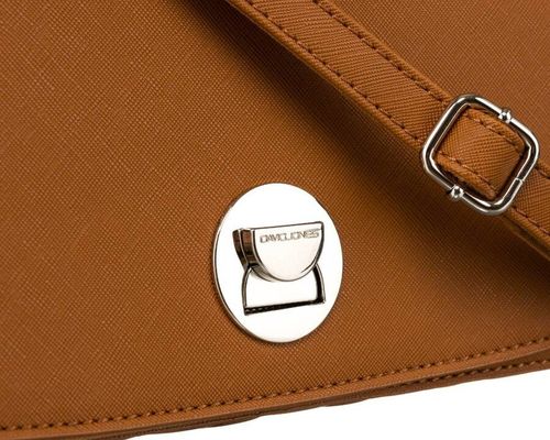 karmelowa torebka damska crossbody ze srebrnymi okuciami - david jones na Arena.pl