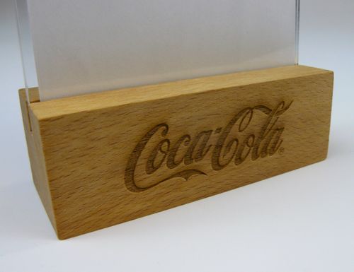 stojak na menu ulotkę plexi + drewniana podstawka z grawerem A6 10 szt na Arena.pl