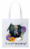Prezydent Andrzej Duda Torba Eco Biała Shopper Z Nadrukiem Ze Zdjęciem