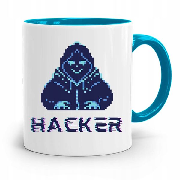Kubek Błękitny Programisty Hacker Prezent Z Nadrukiem Ze Zdjęciem zdjęcie 1