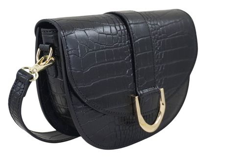 Listonoszka damska croco - Czarna na Arena.pl