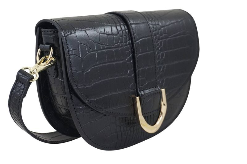 Listonoszka damska croco - Czarna zdjęcie 4