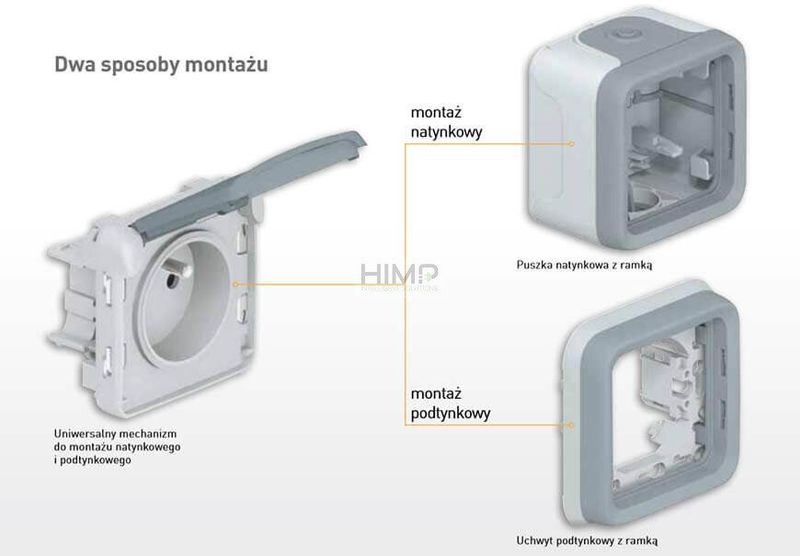 PLEXO55 Gniazdo pojedyncze 2P+Z do ramki SZARE Legrand 069552 zdjęcie 3
