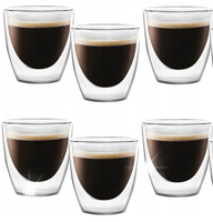 VIALLI SZKLANKI TERMICZNE PODWÓJNA ŚCIANKA AMO 80 ml ESPRESSO KAWY 6 OSÓB