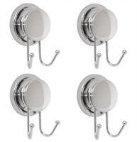 Wieszak 2x haczyk łazienkowy na przyssawkę srebrny 4 szt - Yoka