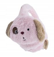 Mięciutkie pluszowe nauszniki Piesek z łatką na oku jasny różowy