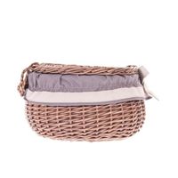 Puzderko szarzone wiklinowy pojemnik okrągła szkatułka obszyta Ø21 H15 cm