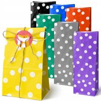 Torebki papierowe PREZENT SŁODYCZE cukierki KLOCKOWE KOLOROWE GROSZKI 70szt