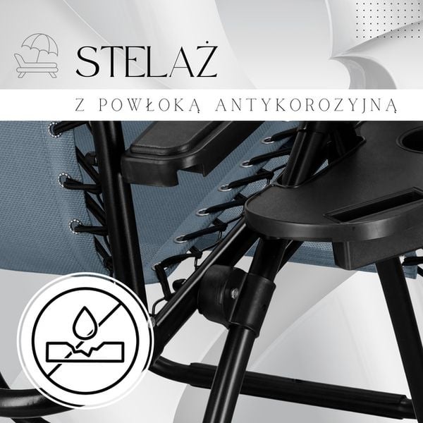 Leżak zero gravity z zagłówkiem ciemny szary zdjęcie 4