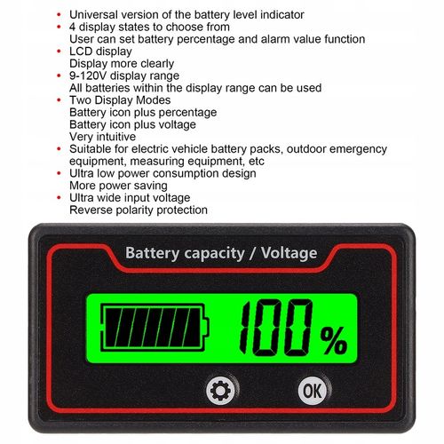 WSKAŹNIK NAŁADOWANIA AKUMULATORA 12-84 V LCD na Arena.pl