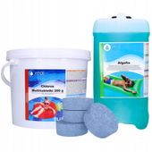 Chlor tabletki do basenu multi 3kg 200g + preparat na glony antyglon 3,2l