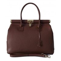 Duży kufer- torba kłódka A4 Włoska Vera Pelle , Brązowy AL35M