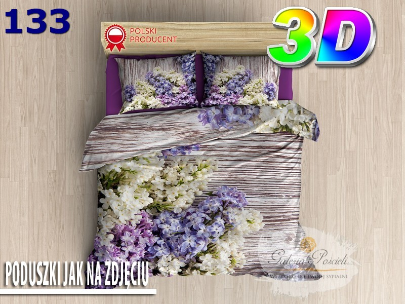 Pościel 3D bawełna satyna 200x220cm KWIAT BZU zdjęcie 2