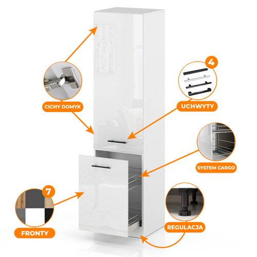 Słupek Kuchenny Stojący 60cm Szafka Cargo S60 Spremium Biały Połysk na Arena.pl