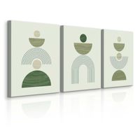 Obrazy Do Sypialni Set Zielone Misy Abstrakcja Boho Minimalizm 90cm x 40cm