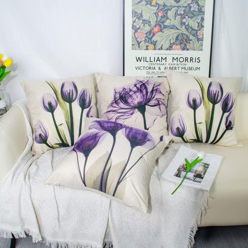 Ruedong Zestaw Lnianych Poszewek na Poduszki Białe 4 szt 45 x 45 cm na Arena.pl