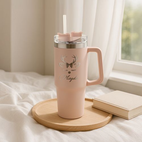 KUBEK Termiczny ze SŁOMKĄ i GRAWEREM na ŚWIĘTA dla KOBIETY na Arena.pl