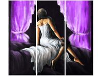 90CM 80 OBRAZ 3 ELEM PIĘKNA DZIEWCZYNA FIOLECIE ŚCIENNY