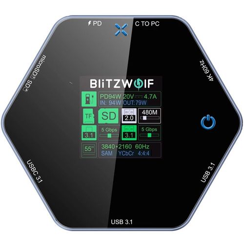Blitzwolf BW-TH16 Stacja Dokująca HUB 8w1 USB-C PD 100W HDMI 4K Chłodzenie na Arena.pl