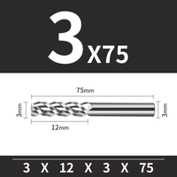 Frez Trzpieniowy VHM 3-Ostrzowy Rozmiar: Ø3x12x3Dx75L