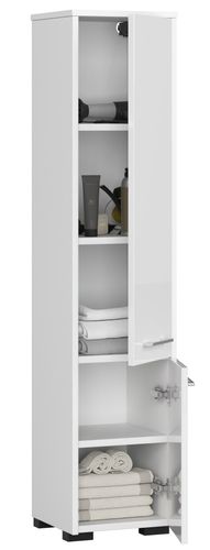 SŁUPEK REGAŁ ŁAZIENKOWY FIN 2 DRZWI BIAŁY / BIAŁY POŁYSK na Arena.pl