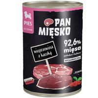 karma dla psa wieprzowina z kaczką pan mięsko hipoalergiczna junior 400g