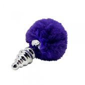 plug metal anal fluffly twist plug s dark purple
