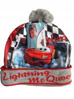 Czapka zimowa ciepła chłopięca z pomponem Auta CARS 54 szara