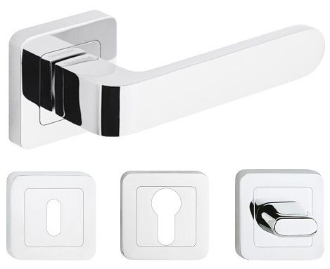 KLAMKA DRZWIOWA RIO KOLOR CHROM KOMPLET ROZET zdjęcie 1