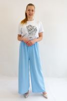 Jasnoniebieskie Lejące Wiązane Spodnie Damskie UNI