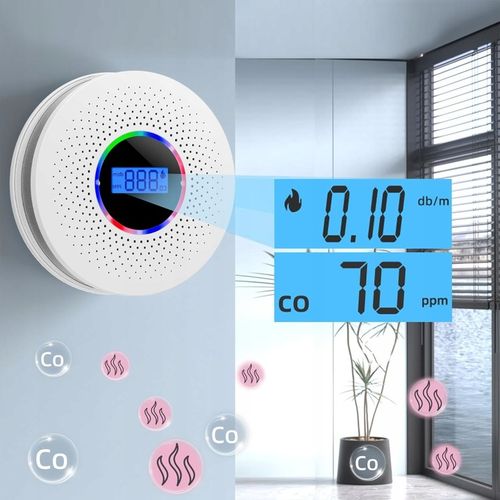 CZUJNIK CZADU I DYMU 2w1 detektor tlenku węgla LCD certyfikowany ALARM X 2 na Arena.pl